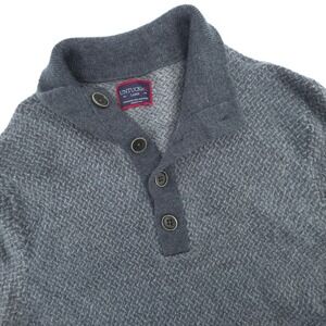 UNTUCKit Sweater Henley Mens‎ L Gray Merino Wool Knit Button Collar Pullover